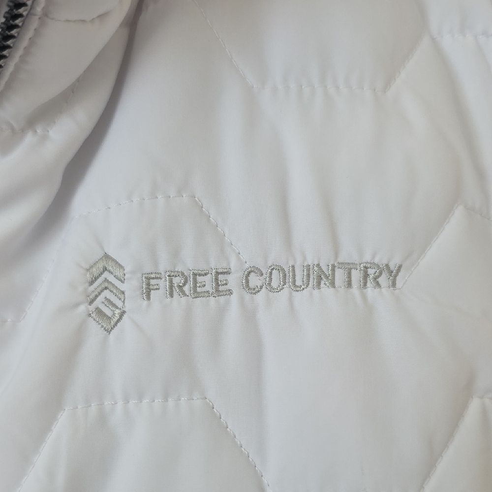 Free Country Women's White Quilted Or Grey Fur Reversable Zip Up Vest Pockets L - Picture 2 of 10